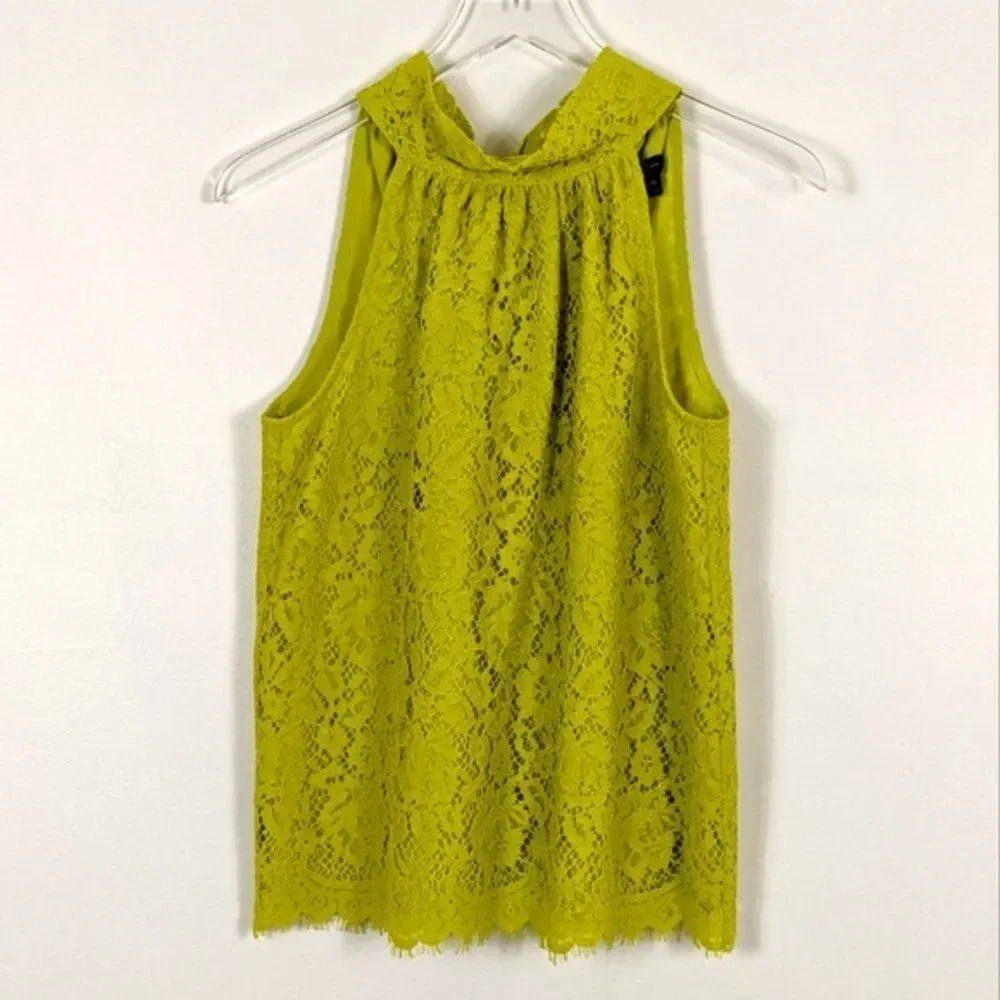 J. Crew Lace Yellow Halter Neck Blouse XXS